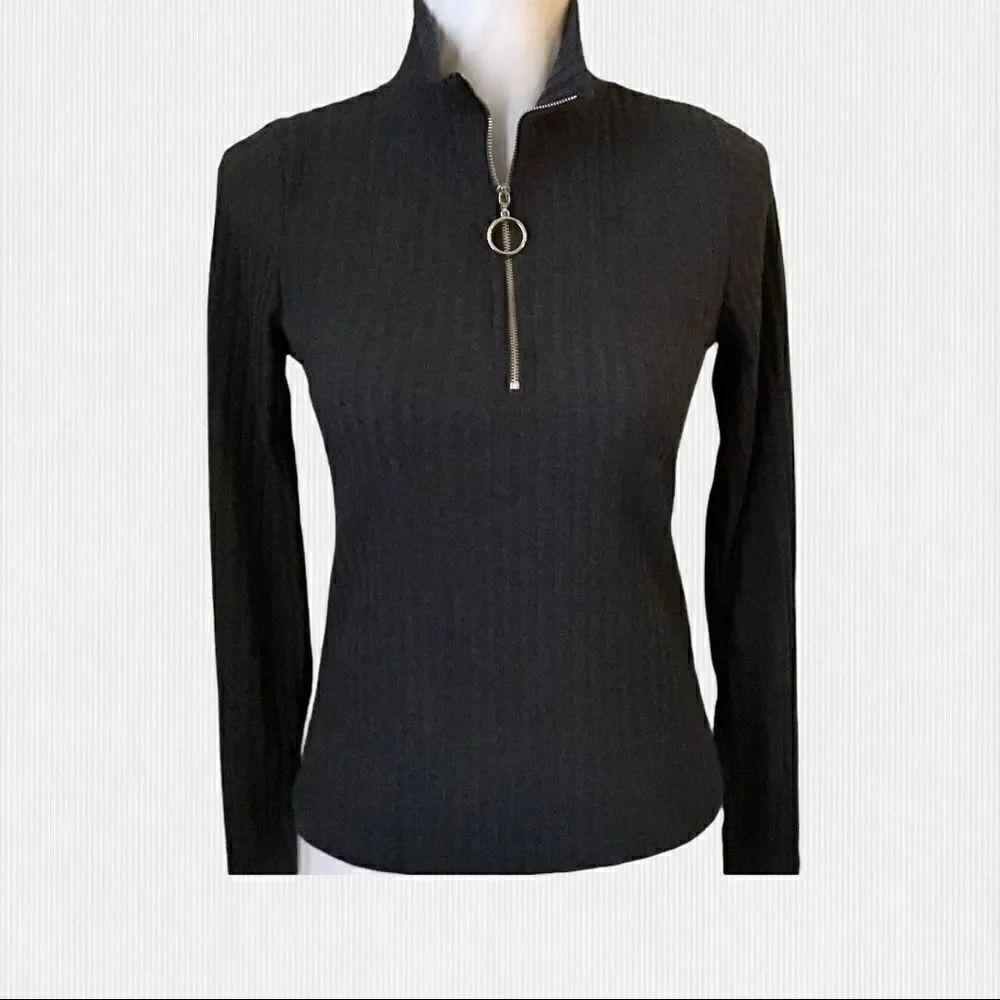 Ginger G Charcoal Ribbed Knit Pullover
